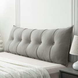 Konelia Wedge Pillow Headboard Triangle Back Support Reading Pillow Sitting up in Bed Backrest Pillows for Legs Dorm Lumbar Bed Headboard 39"x18"x6" Light Grey