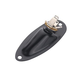 ROZILO Black Guitar Input Jack Socket Plate Output Loaded Boat Style 1/4 Inch Guitar Jack Plate with Screws for Strat Fender Style Electric Guitar Parts
