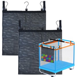 2 Pack Mesh Side Pouch for Pool Storage Bin, Large 23.6*23.6" Mesh Bag Net Storage Bag Hanging Bags Expandable Organizer Bag with Hooks for Above Ground Pool Accessories, Beach Toys, Outdoor Supplies