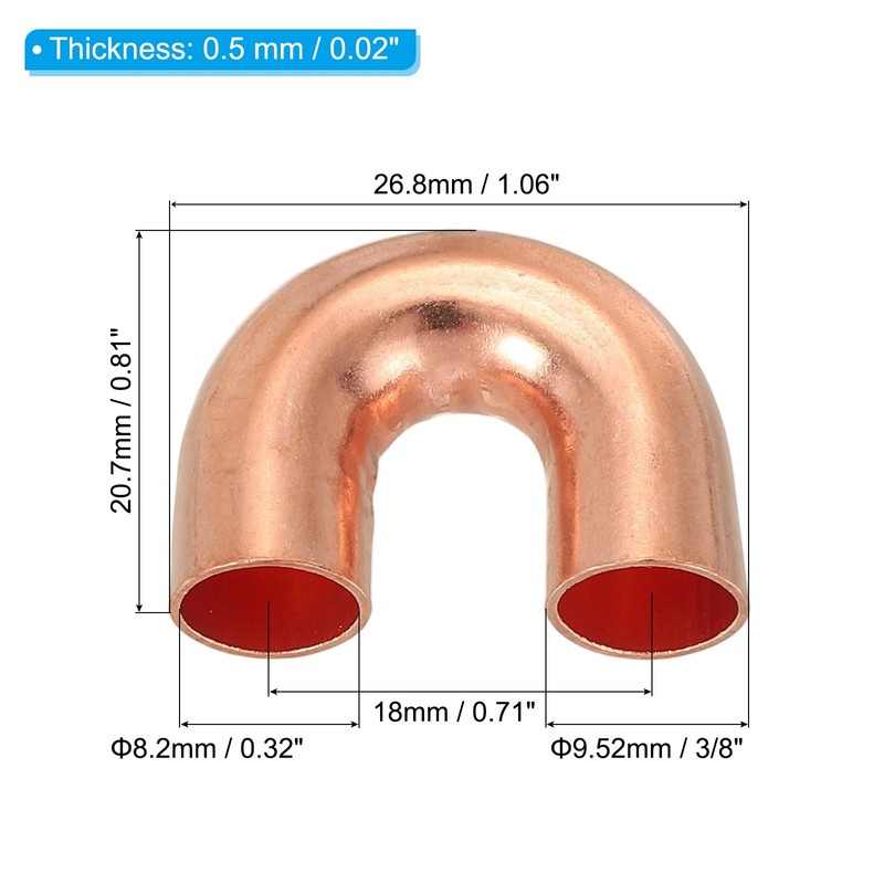 PATIKIL 3/8" OD 20x27mm Elbow Copper Pipe Fitting, 10Pcs 180