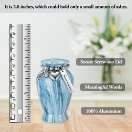 Memorials - Urnas pequeñas para cenizas humanas, recuerdo de aluminio, mini urnas para cenizas con dije de ala de ángel, urna de entierro decorativa, urna de cremación funeraria, para mujeres y