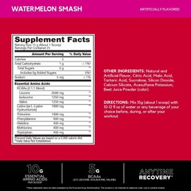 BSN Amino X EAAs, Muscle Recovery & Endurance, 10g Essential Amino Acids, 5g BCAAs, Zero Sugar, Caffeine Free, Watermelon Splash, 13.2oz, 25 Servings
