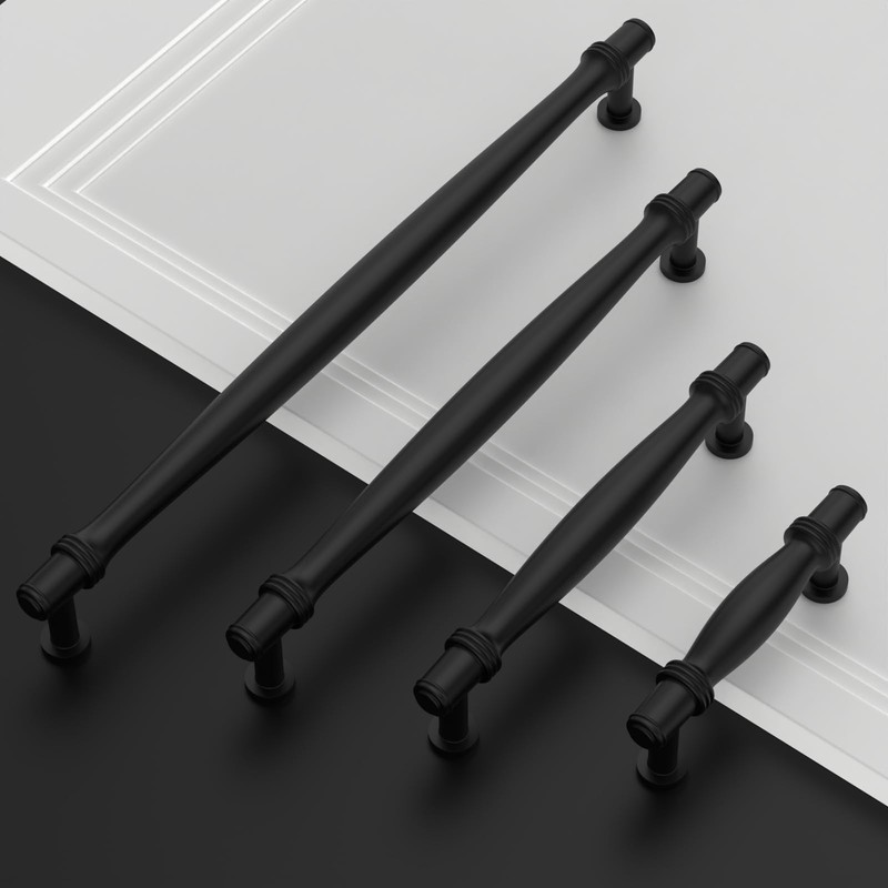 Amerdeco 10 Pack Matte Black Cabinet Pulls 3 Inch(76MM) Hole