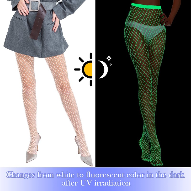 Hercicy Glow in the Dark Fishnet Stockings Hollow Fishnet Stockings