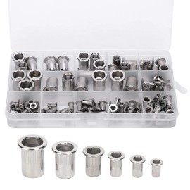 93 Uds tuerca de remache de acero inoxidable en caja M3/M4/M5/M6/M8/M10 cierre de rosca Vertical combinado