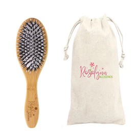 Rosalynn Accesorios Bamboo Hairbrush with Nylon Bristles, Drawstring Bag