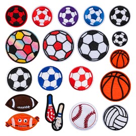 filheraze Pack of 19 iron-on patches, iron-on patches, children, adults, repair the hole patches, iron-on patches, cute DIY clothing patches, DIY accessories, sports series