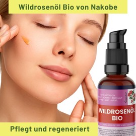 Wildrosenöl Bio 100ml – Kaltgepresst & 100 % naturrein – Rosa Canina – Pflegeöl in lichtgeschützter Braunglasflasche mit Pumpspender