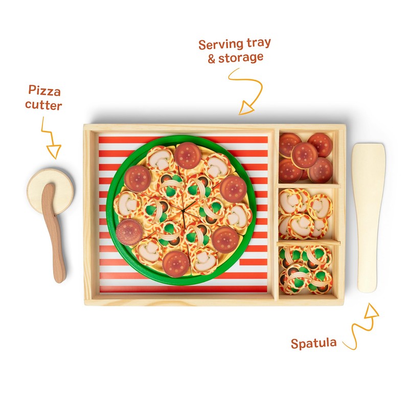 Melissa & Doug Wooden Pizza Party Play Set, 36 Self-Stick
