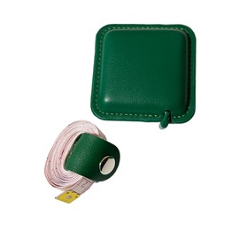 Haoa 0.7cm Width Auto Measure and 1.5cm Width Measure & Holder in Same Color Set 200cm/79inch Tape Measure PU Leather 7mm Width & 15mm Width Set (Green)