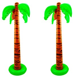 2 Pieces 40 Inch Inflatable Palm Trees Large Coconut Tree Blow Up Palm Trees for Summer Hawaiian Tropical Beach Party Decoration