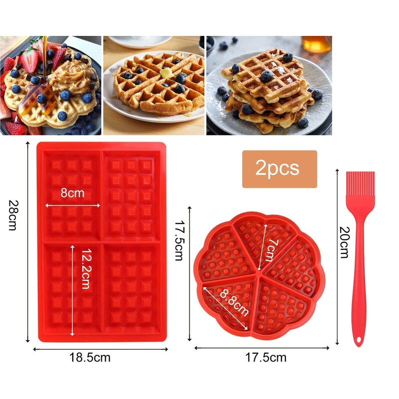 3-teilige Waffelform, Waffelform, Back-DIY-Werkzeuge, Kuchen- und Keks-Backdekorationswerkzeuge, Silikon-Muffinform mit Pinsel