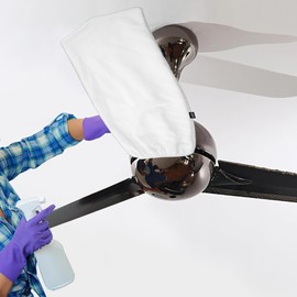 Kingshion Ceiling Fan Cleaner Duster, Fan Cleaner Duster, Ceiling Fan Filter, Fan Blade Cleaner Ceiling Fan Duster, Fan Duster for Ceiling Fan Blades, Machine Washable and Reusable - White