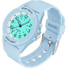 PROKING Waterproof Nurse Watch for Medical Professionals,Women Men, 24 Hour with Second Hand, Night Light, Military Time Easy to Read Dial, Soft and Breathable Silicone Band (Blue)