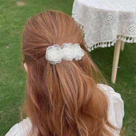 Hair Clips, Flower Barrettes Hair Accessories for Women Girls Kids, 2 PC Elegant Handmade Gentle Headwear Bridal Styling Tools for Party Wedding Daily