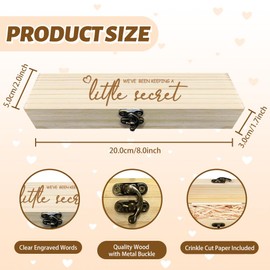 FREEBLOSS Pregnancy Test Keepsake Box Gift Surprise Pregnancy Announcement Gifts for Husband Latch Designed Wood Baby Memory Souvenir Collection Box with Raffia Ribbon (Little Secret)