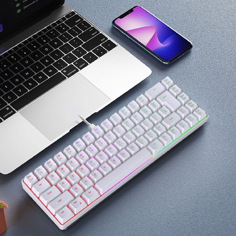 V200 Mechanical Gaming Keyboard Portable 68 Keys Wired RGB Backlit