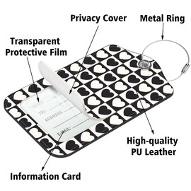 Neidius 2 Pack Luggage Tags for Suitcase,Abstract Mesh PU Leather Luggage Tags with Privacy Cover Name Address Labels and Steel Ring,Creative Travel Accessories for Men and Women