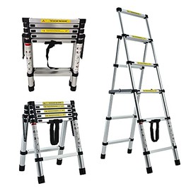4+5 Steps(4.6ft + 5.6ft) Aluminium Herringbone Ladder Portable Household A-Frame Portable Multi-Purpose Telescopic Ladder