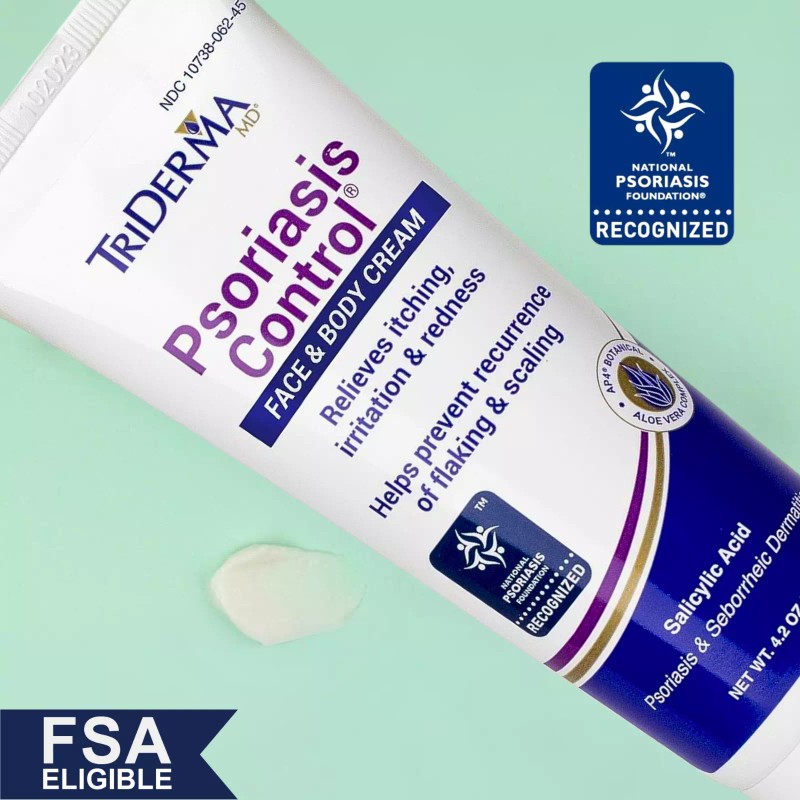 TriDerma Psoriasis Control Face & Body Cream, No Cortisone, Moisturizing