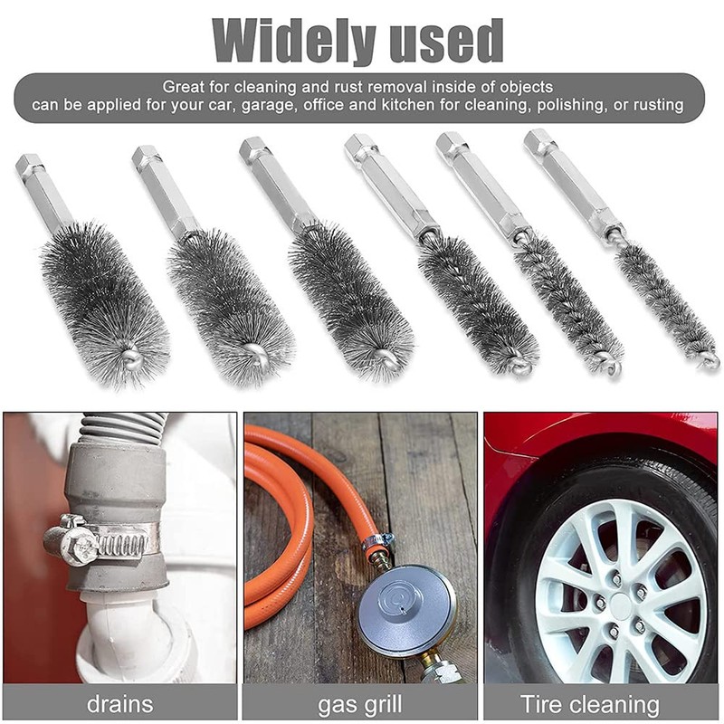 AOKLIT 10 Pieces Wire Brush Drill Bore Cleaning Brush Set
