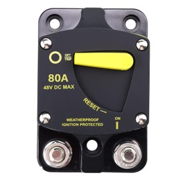 RKURCK 12V - 48V DC 80 Amp Surface Mount & Panel Mount Circuit Breakers with Yellow Manual Reset Button Waterproof 80A