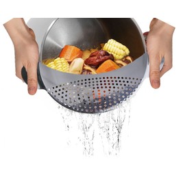 Stainless Stainless Spaghetti Pot Strainer Food Sieve,Vegetables Pasta Drainer Colander Fits All Pots Up To 10 Inches
