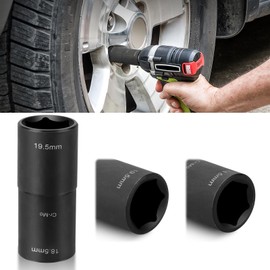 Kigniote Impact Wrench Nuts 18.5 mm x 19.5 mm - 1/2 Inch Double Head Wheel Nut Folding Socket for Ford Land Rover and All Models, Lug Nut Flip Socket