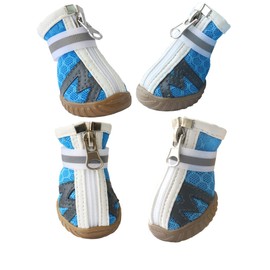 ASMPET Dog Boots, Dog Shoes, Small Dogs, Summer, Paw Protection, Easy to Put On Dog Shoes, Mesh, Breathable, Dog Shoes, Dog Boots, Walking Your Dog, Anti-Slip, Soft Night Reflective Tape Included,