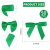 Green Ribbon Bow Decor 2.5" Premade Twist Tie Bows for
