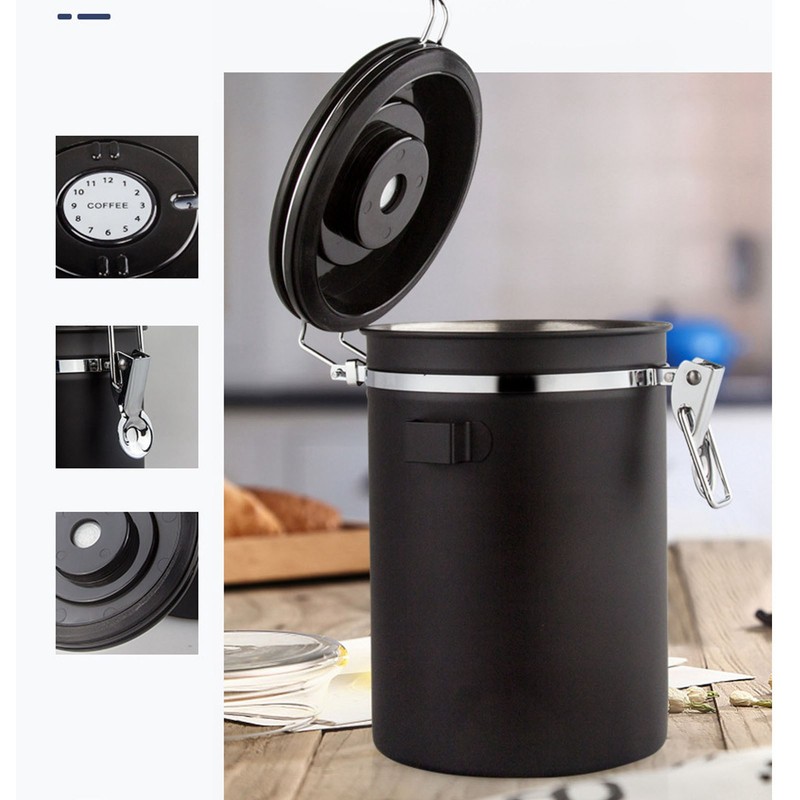 Coffee Bean Storage Container 304 Stainless Steel Exhaust Valve Coffee