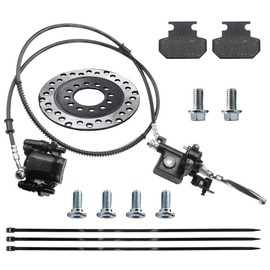 PRO BAT Rear Hydraulic Disc Brake System Caliper Pads with Disk Rotor for 50cc 110cc 125cc 150cc 200cc 250cc Quad Dirt Bike ATV Buggy (Left Hand Brake Lever)