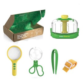 6 in 1 kids bug catcher kit, Insect Catching Set observation box Magnifier Clip Whistle Tweezer Insect card, kids insect capture bug Habitat Kit, Outdoor nature exploration toys Age 3 4 5 6 7 8 9 10