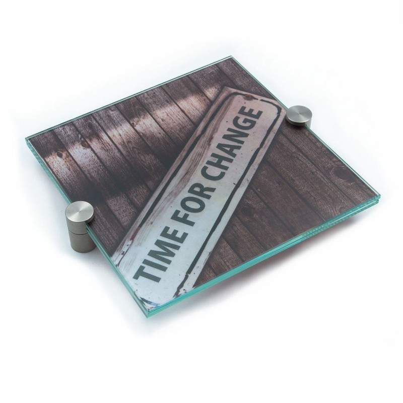 Stainless Steel Door Sign – Glass for Office 150 x