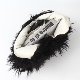 Meliyya Women's Cuddly Handbag Winter Tote Bag Warm Fluffy Shoulder Bag Large Women's Bag Plush Shopper Made of Faux Fur for University Work Girls School, A-Black