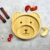 Martons Bamboo Bear Plate with Suction Cup, Non-Slip with Matching