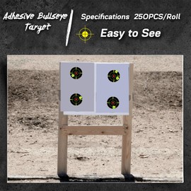 Atflbox Splatter Adhesive 3 inch Bullseye Fluorescent Yellow Shooting Target Stickers, 250 Self Adhesive Target Roll for BB Gun, Pellet Gun, Airsoft, Rifle Indoor and Outdoor Shooting Range