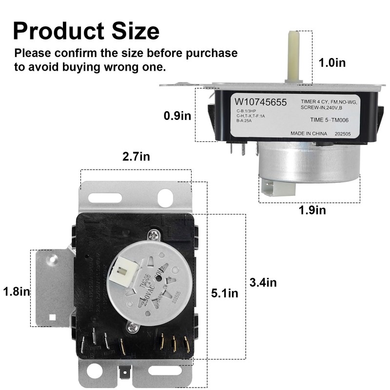W10745655 W10857612 Dryer Timer Replacement Compatible with Whirl-Pool AMA-na May-tag