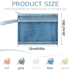 GESDYO 5 Color Mesh Zipper Pouch Bags,Colored Double-Layer Toy Storage Bags with Zipper, Nylon Board Game Storage, Breathable See Puzzle Building Blocks Toy Storage Bag with Handle (A5)