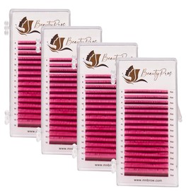 BeautyPros Professional Eyelash Extension Kit – Curl B,C,D,J & M - Volume Eyelash Extensions Supplies Mix Tray (8-16mm) - 0.03,0.05,0.07,0.015, 0.20mm Thickness (C-Curl - 0.07mm - Pink)