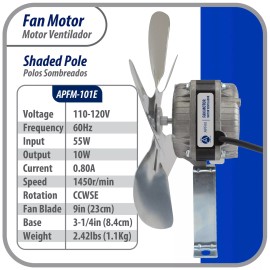 Appli Parts APFM-101E 10W refrigeration condenser and evaporator motor 115V 60Hz