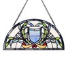 YOURANJU Stained Glass Half Moon Window Panel - 16' Blue