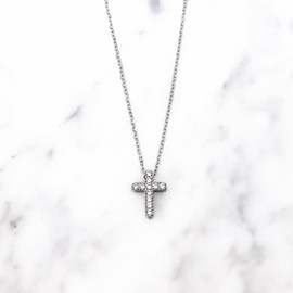 mico.lor Stainless Steel Necklace (204) Cross Pendant, Surgical Stainless Steel, 316L, Hypoallergenic Metal, Women's, Men's