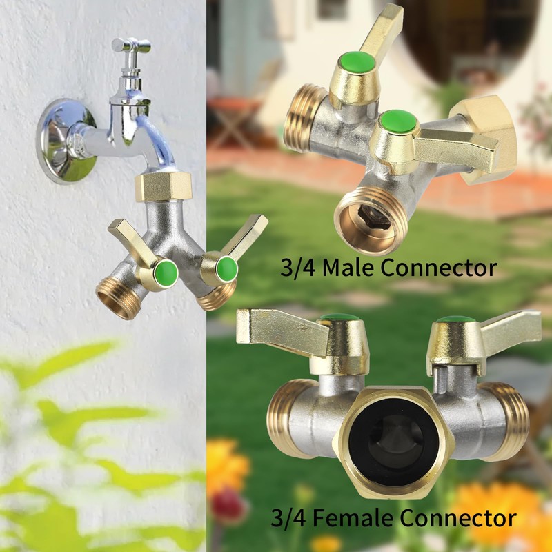 Brass Garden Hose Splitter, Garden Hose Splitter 2 Way Heavy