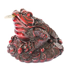 Addune Feng Shui Money Frog Three Legged Wealth Frog Figurines Money Toad Statue Chinese Coins Car Dashboard Decor Attract Wealth Gifts