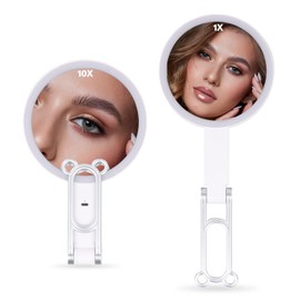 Kosmetikspiegel mit Beleuchtung 1-fach/10-fach Vergrößerungsspiegel mit Licht Doppelseitige Schminkspiegel Dimmbar LED Tischspiegel Reisespiegel Kosmetik Spiegel für Reise Geschenke für Frauen Weiß