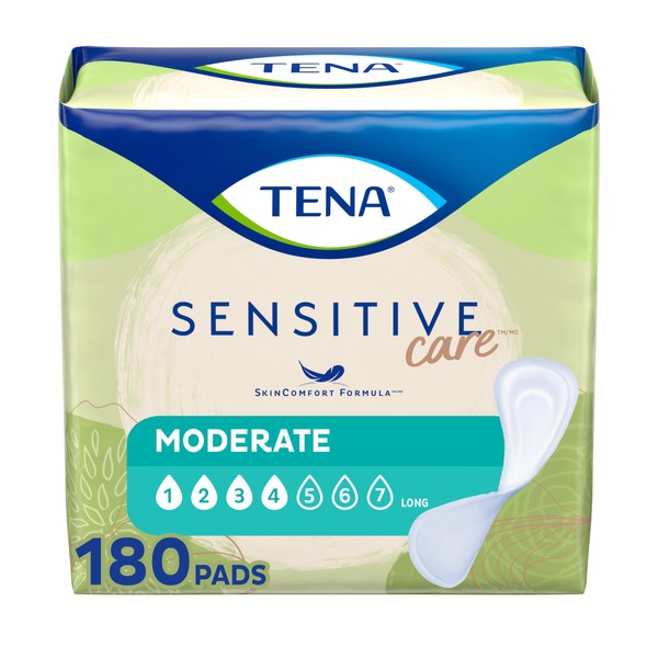 TENA Incontinence Pads, Bladder Control & Postpartum for Women, Moderate Absorbency, Long, Intimates - 180 Count
