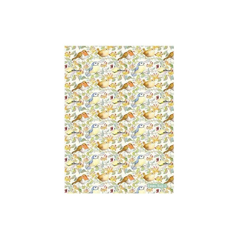 Emma Ball Garden Birds and Honeysuckle Cotton Tea Towel