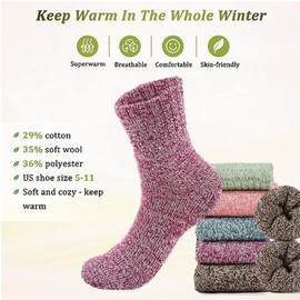 Calcetines de invierno para mujer, mujerCalcetines de lana de punto, inviernoCalcetines de lana de punto, aptos como regalo para y mujer, 5 pares(A)