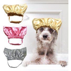 Pet Supplies Cat and Dogs Bathing Waterproof Cap,Pet Shower Caps, Waterproof Adjustable Long Rubber Band Pet Dog Earmuffs for Washing Cat, Gift for Dog, Gift Idea for Pet Lover (Medium, Silver)